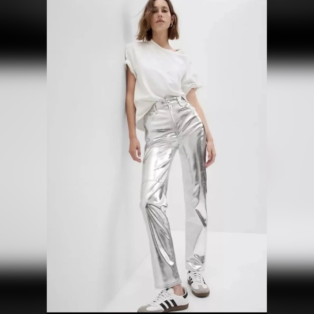 Gap Silver Metallic Pants_6R